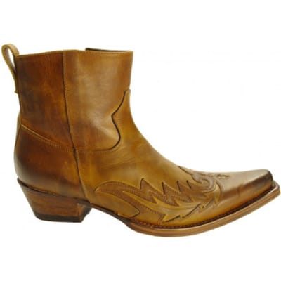 Sendra Boots 11783 Mimo Bruin Heren Enkellaars Cowboy Western Korte Laarzen Spitse Neus Schuine Hak Lederen Zool Rits Sluiting Echt Leer Maat 43