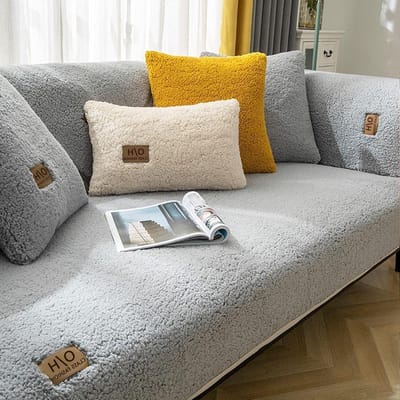 Hoekhoes voor L-vormige bank - Grijs fluwelen hoes voor chaise longue - 90 x 210 cm - Antislip - Wasbaar Bankhoes