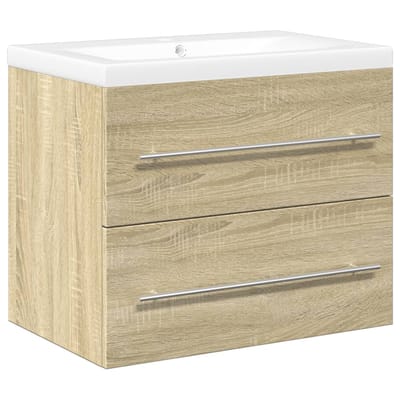 vidaXL - 2-delige - Badkamermeubelset - bewerkt - hout - sonoma - eikenkleurig