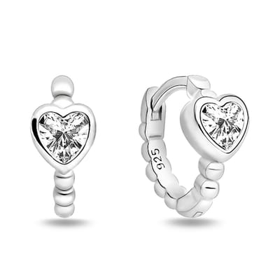 Juwelier Zwartevalk zilveren (gerhodineerd) oorbellen met hartje - 22.290