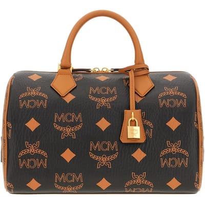 MCM Klassieke Print Metalen Hardware Boston Tas Dames Schoudertas Zwart MWBEAEA04BK Basic Set (Bag+Dust Bag) brown