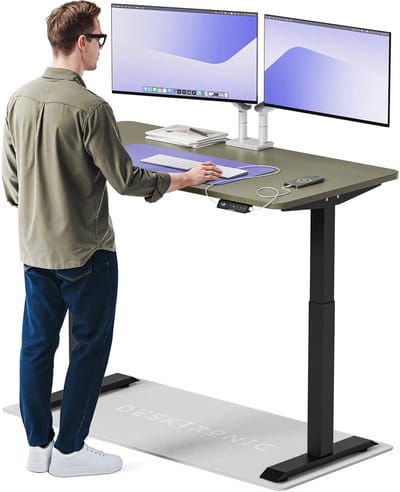 Desktronic HomeOne Zit-sta Bureau Elektrisch In Hoogte Verstelbaar, 140x70 cm Zwart/Groente, Stille Dubbele Motor, Hoogte 72-119cm