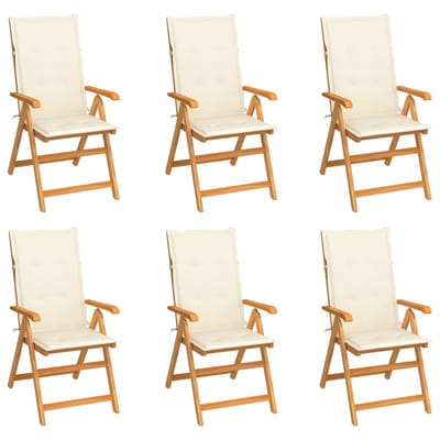 vidaXL - Inklapbare - stoelen - 6 - st - met - crèmekleurige - kussens
