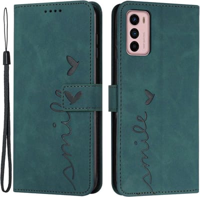 Coverup Hoesje - Geschikt voor Motorola Moto G42 Hoesje - Coverup Smile Book Case - Groen