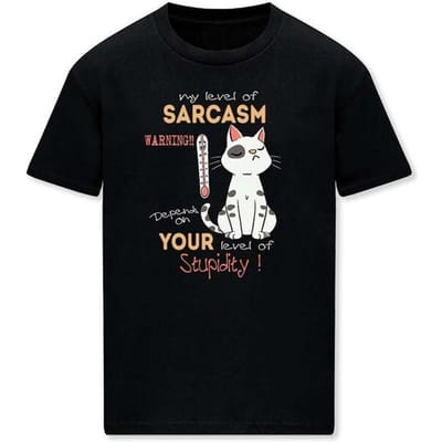 Tierisch - Fun T-shirt - My Level of Sarcasm Depends on your Level of Stupidity! - M tot XXL - voor Mannen - zwart
