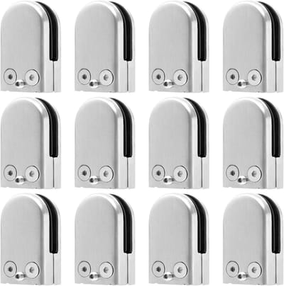 12pcs 304 Stainless Steel Glass Clips, 41.3 x 23.9 x 51.3mm Adjustable Guardrail Glass Clip for Stair Handrail Window, Handrail