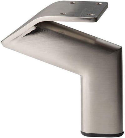 Stalen meubelpoot rvs look design 11,5 bij 2 cm en hoogte 12 cm - Set van 4 stuks
