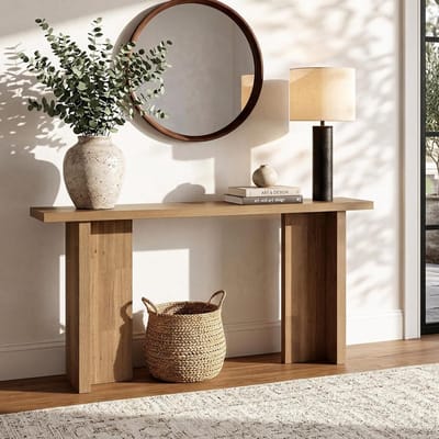 Tribesigns Consoletafe - rechthoekige Sidetable - bruin - 160 x 30 x 85 cm - landelijke stijl Consoletafe voor achter de bank in de hal, woonkamer of foyer