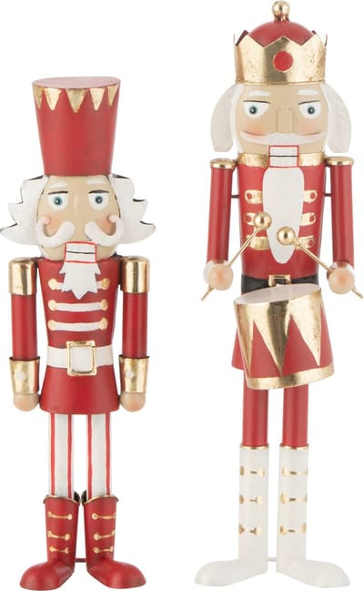 J-Line figuur Notenkraker - ijzer - rood/wit - small - 2 stuks