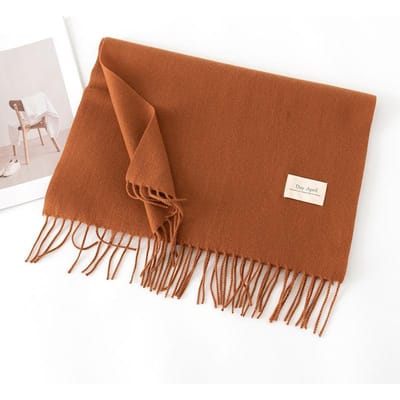 Écharpe d'automne pour femmes Longues écharpes chaudes en cachemire Hiver Hijab Solide Châle Wrap Féminin Pashmina Bandana Foulards de tête brown