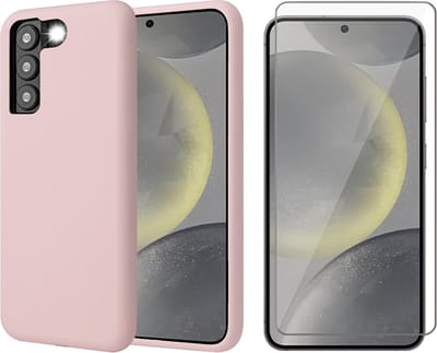 Hoesje geschikt voor Samsung Galaxy S24 - Screenprotector Glas - Mat Back Case Roze