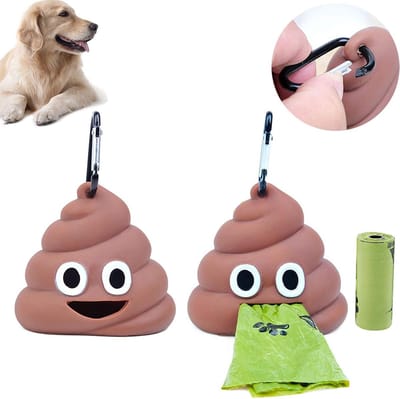 Famanu – Hondenpoepzak dispenser - draagbare afvalzakhouder voor huisdieren - lekvrije poepzakdispenser met clip - geschikt voor riem, halsband of tas - handig voor wandelen en reizen - set van 2