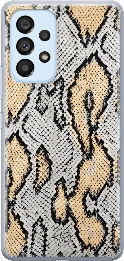 Hoesje geschikt voor Samsung Galaxy A53 - Slangenprint goud - Soft Case - TPU - Slangenprint - Goud - Mooie Telefoonhoesjes