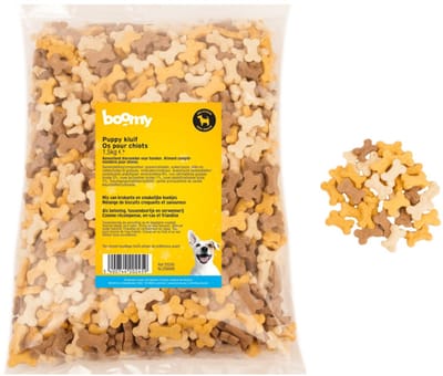 Boomy - Puppy Kluifjes – Hondensnacks - Kleine krokante hondenkoekjes van 2cm – Ideaal hondensnoepjes voor pups & kleine hondenrassen - 1,5kg