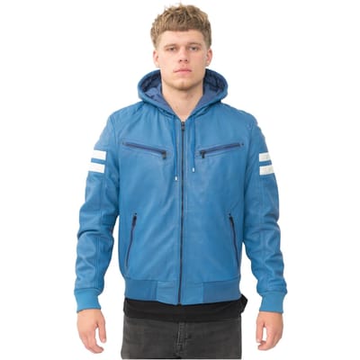 Retro leren herenbomberjack met capuchon - Skopje