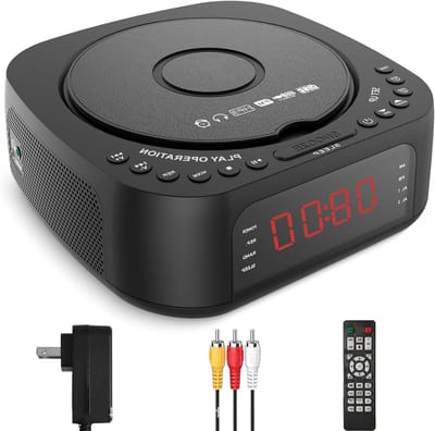 Draagbare cd-speler - Persoonlijke discman - Muziek luisteren - Bluetooth en wekker - 18x18x7 cm - Wit