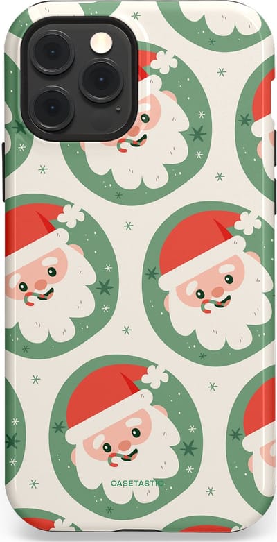 Casetastic hoesje geschikt voor Apple iPhone 12 / Apple iPhone 12 Pro - MagSafe - Dubbellaagse bescherming - Zuurstok Groen Witte Kerstman - Fashion Case - Wit Saliegroen Crème Terracotta