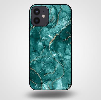 Smartphonica Telefoonhoesje voor iPhone 12 Mini met marmer opdruk - TPU backcover case marble design - Goud Groen geschikt voor iPhone 12 Mini