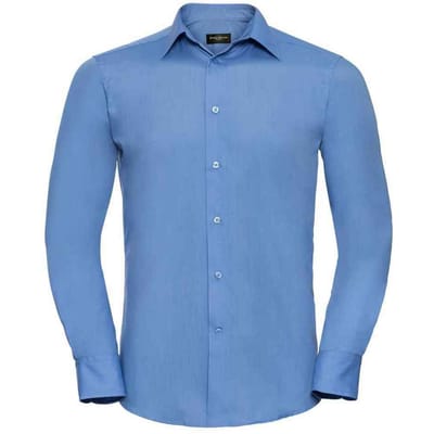 Russell Collection Heren Polycotton Easy-Care Formeel Overhemd met Lange Mouwen (Bedrijfsblauw)