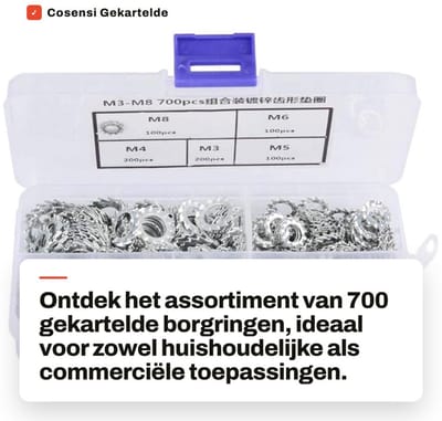Dailygoods - Gekartelde Borgringen - Assortiment van 700 Stuks - Gegalvaniseerd en Duurzaam - Geschikt voor Diverse Toepassingen - Bevestigingshulpmid...