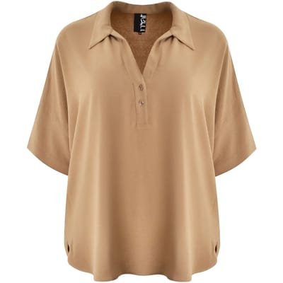 Blouse met puntkraag in crêpe dames Mat Fashion Airwashed