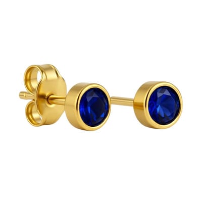 Aramat Jewels | Oorbellen | RVS Oorbellen met Donkerblauwe Zirkonia-5mm | | | |5mm | Staal | Kinderen, Volwassenen | Verkleurd niet
