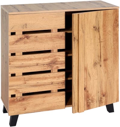 Ladekast MCW-M46, dressoir highboard, 2 deuren 88x80x34cm, natuurlijke kleur