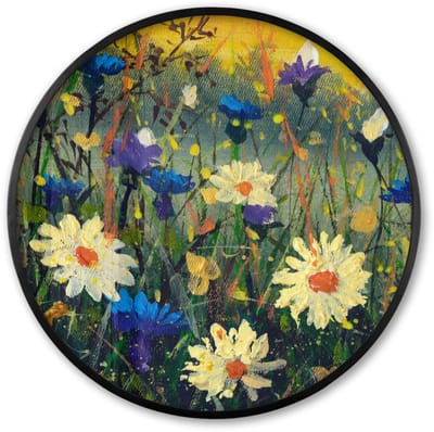Poster in lijst Rond - Fotolijst 60x60 cm - Posters - Schilderij - Olieverf - Natuur - Bloemen - Ronde posterlijst zwart - Decoratie - Wanddecoratie woonkamer - Muurdecoratie slaapkamer