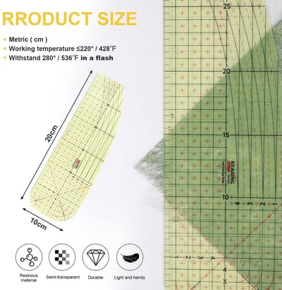 Dailygoods- Strijkliniaal Hittebestendig 30 x 10 cm - Universele Strijkliniaal - Metrische Liniaal - Gespecialiseerd in Strijken - Opstrijken Zoom - Lichte Afwijking 1-3 mm - Strijkgereedschap