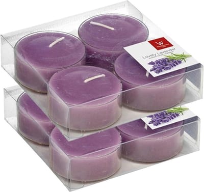 Trend Candles maxi geurtheelichtjes/waxinelichtjes - 8x - lavendel geur - 8 branduren - grote theelichtjes