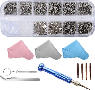 Brilreparatie Tool Kit - 1100 Stuks - Zonnebril - Siliconen Neuspads - Brillendoek - Pincet - Schroevendraaier