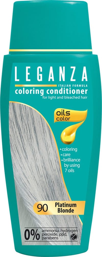 Leganza Coloring Conditioner Platinum Blonde – Natuurlijke Kleurspoeling Platinum Blond – Semi-Permanente Haarkleuring met Natuurlijke Oliën – Zonder Ammoniak – 150ml