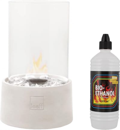 Leeff - Wit - Sfeerhaard - Tafelhaard - met fles Bio Ethanol 1 liter - vaderdag cadeau