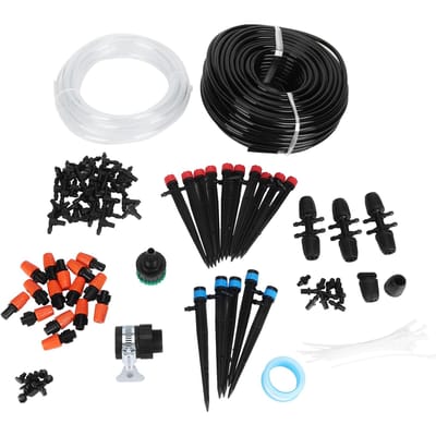 40M Tuinirrigatiesysteem Microdruppelirrigatiekit Automatische Plantenbewateringskit black
