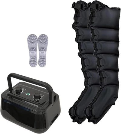 Luchtcompressie Beenmassager - Pressotherapie Laarzen - Spierherstel Bevorderen - 6-Holtes Ontwerp - 30-240 mmHg - Zwart