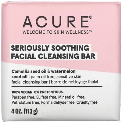 ACURE, Seriously Soothing Facial Cleansing Bar, 4 oz (113 g) white