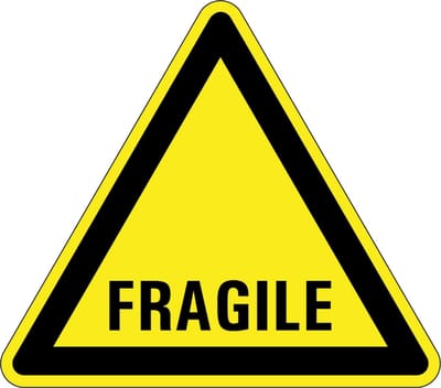 Waarschuwingsbord tekst fragile - kunststof 300 mm