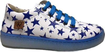 Naturino veter rits blauwe sterren lederen sneakers Cycas wit blauw mt 28