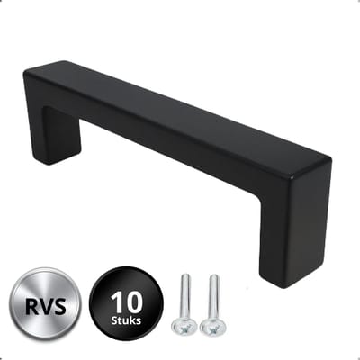 10X Handgrepen Zwart RVS - Boormaat 128mm - Kastgrepen
