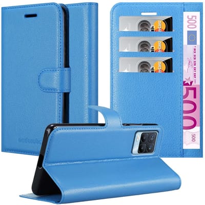 Cadorabo Hoesje geschikt voor Realme 8 4G / 8 PRO in PASTEL BLAUW - Beschermhoes met magnetische sluiting, standfunctie en kaartvakje Book Case Cover Etui