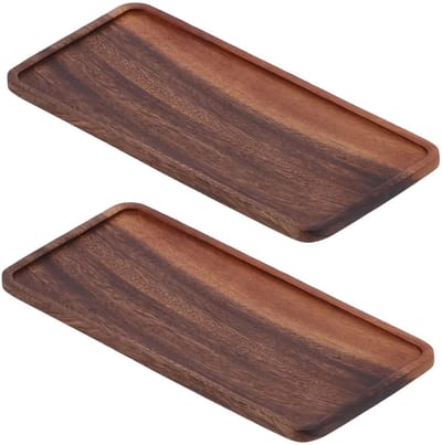 Dailygoods - Set van 2 Houten Dienbladen voor Koffie en Thee - Walnoot Koffie Lade