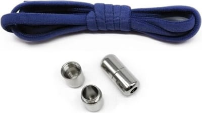 Elastische veters - (marine / navy blauw) - niet strikken - elastische veters zonder strikken - no tie - schoenveters - sportveters - rond - schoenveters - kinderveters