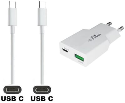 OneOne 30W snellader met 2 poorten + 1,5m sterke USB C naar C kabel. PD PPS lader. GAN oplader adapter past op Apple iPad 9, iPad 10, iPad Air 4, iPad Air 5, iPad Mini 6, iPad Pro 11, iPad Pro 12.9, iPad Air 11, Air 13, iPad Pro 11, Pro 13