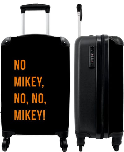 NoBoringSuitcases.com - Koffer - Quotes - No Mikey, no, no, Mikey! - Oranje - Zwart - Past binnen 55x40x20 cm en 55x35x25 cm - Trolley handbagage - Valiezen met wieltjes volwassenen - Reiskoffer op wielen - Rolkoffer lichtgewicht