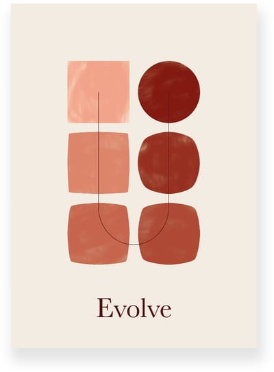 Poster 20x30 cm - Evolve - Beige - Terracotta - Minimalistisch - Japandi - Muurdecoratie - Wanddecoratie