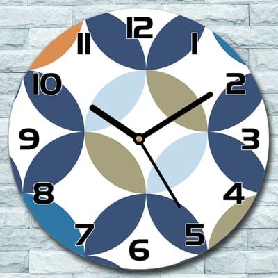 Coloray Wandklok - Geometrische bloemen Klok Glas - 30fi cm - Wit Wandklok - Wandklok Ronde - Wandklok Modern - Wandklok Keuken - Stille Wandklok