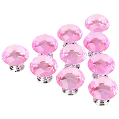 10 STUKS 30mm Roze Kristalglazen Deurknoppen Voor Lade Kast Keuken Black