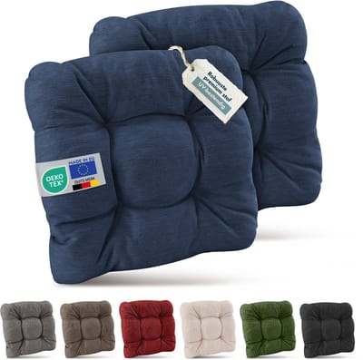 Beautissu Set van 2 Premium Stoelkussen 40x40 cm Donkerblauw – UV-bestendig & Robuuste Zitkussen Stoel Outdoor 8 cm dik Tuin Stoel Kussen voor Balkonstoel Tuinstoel Zitkussen Indoor – HighLux SK