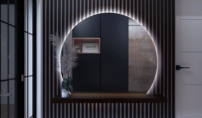 Coloray Asymmetrische Spiegel LED - Moderne Grote Spiegel LED - 63 cm x 70 cm - Groot Wandspiegel LED - Wandspiegel Slaapkamer LED - Koel licht - Decoratieve Spiegel Gang - LED Spiegel Groot - Toiletspiegel LED - Halfronde Spiegel LED