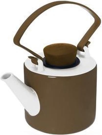 Qdo Theepot Porselein - Cylinder - Met Clip Handvat - 1 liter - Bruin